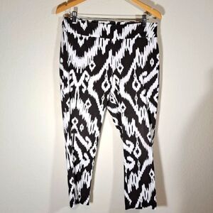 Chico’s Pants Brown White Size S Women’s Brigitte Slim Crop Pull On Ikat Tribal
